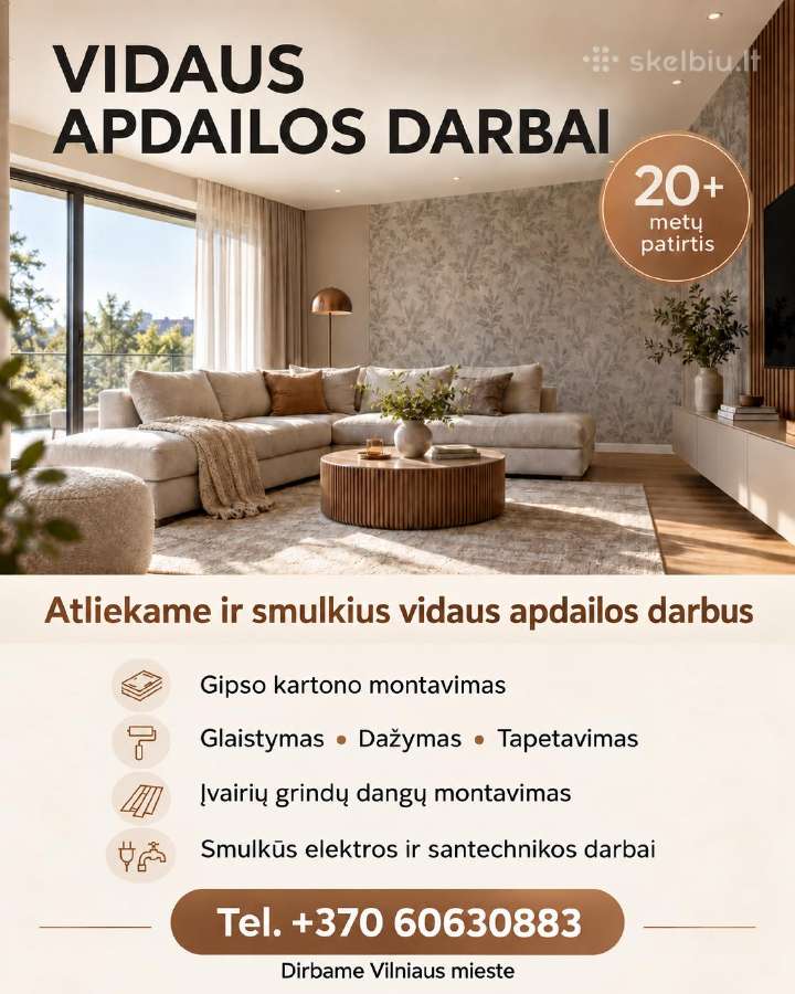 Vidaus Apdailos Darbai – 20+ Metų Patirtis - nuotraukos Nr. 3