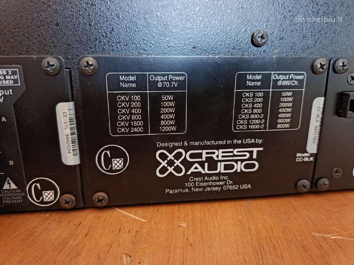 Stiprintuvas Crest audio ckx 300 - nuotraukos Nr. 6