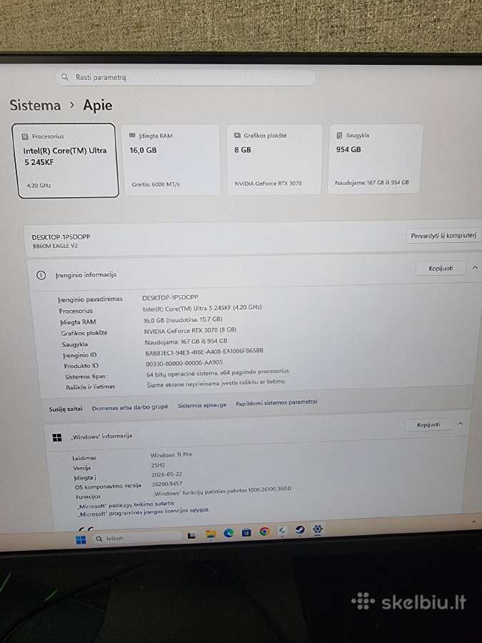 Gaming Pc. *Ultra 5 245kf**ddr5**rtx3070 Rog srix - nuotraukos Nr. 7