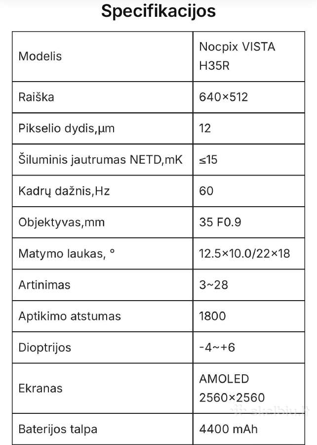 Termovizorius su tolimačiu Nocpix Vista H35r - nuotraukos Nr. 5