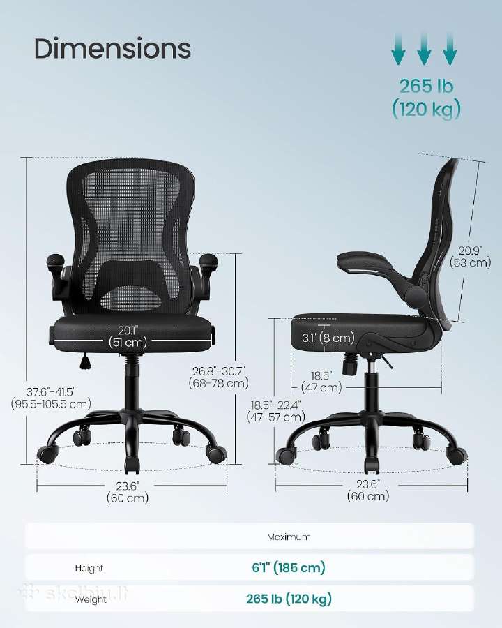 Naujos ergonominės biuro kėdės Songmics - nuotraukos Nr. 5