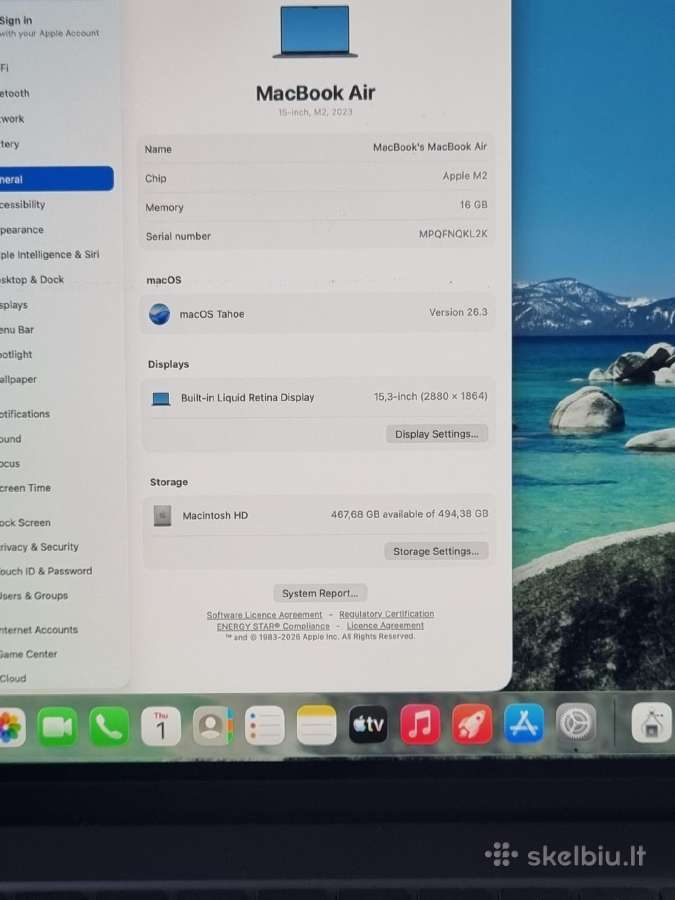 MacBook Air 15 M2 / 16gb / 512gb - nuotraukos Nr. 6