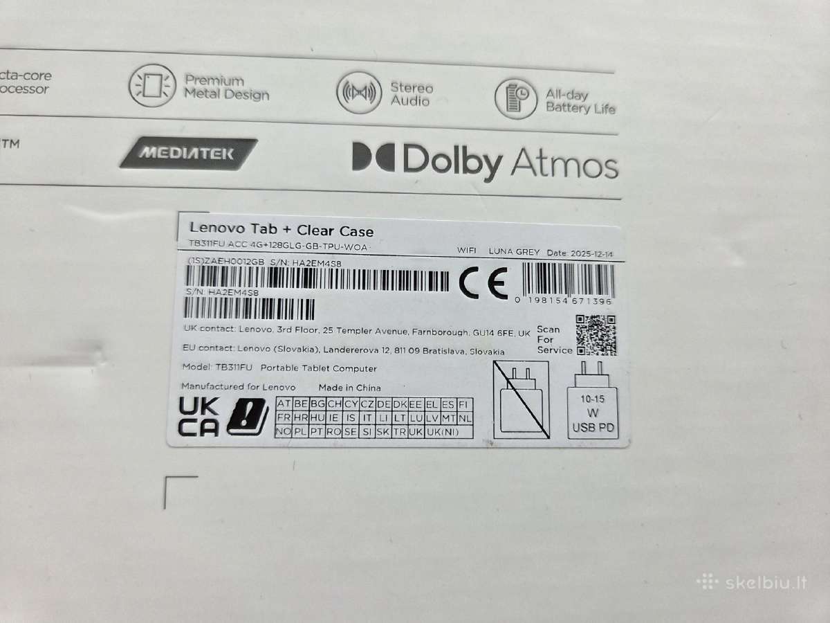 Lenovo Tab Tb311fu 128gb WiFi planšetė - nuotraukos Nr. 2