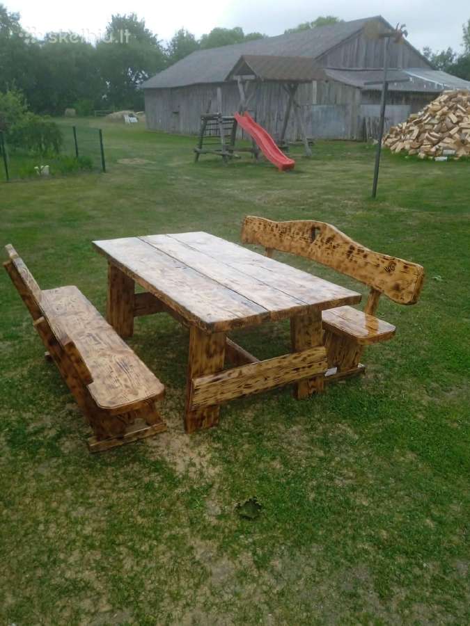 Lauko/pirties baldai.stalas su suolais egle - nuotraukos Nr. 3