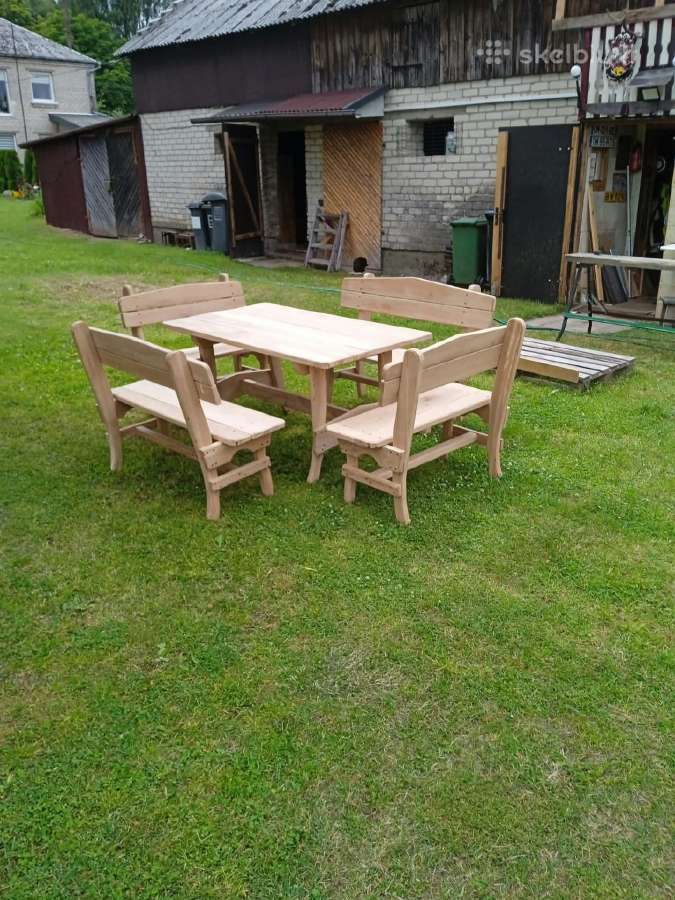 Lauko/pirties baldai.stalas su suolais egle - nuotraukos Nr. 12