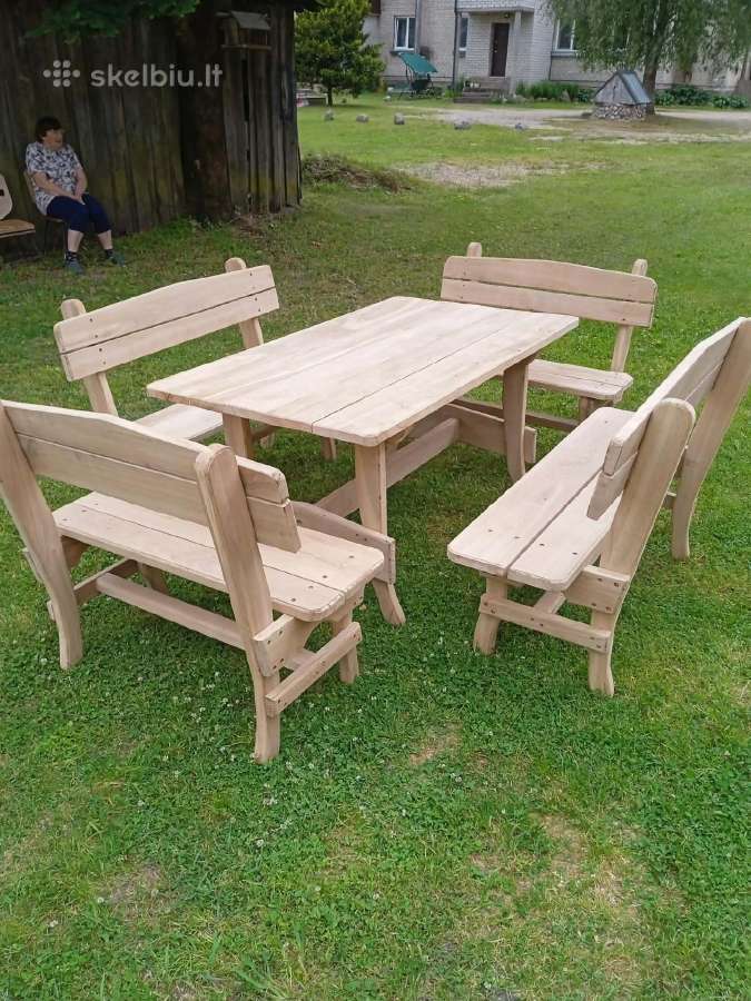 Lauko/pirties baldai.stalas su suolais egle - nuotraukos Nr. 13