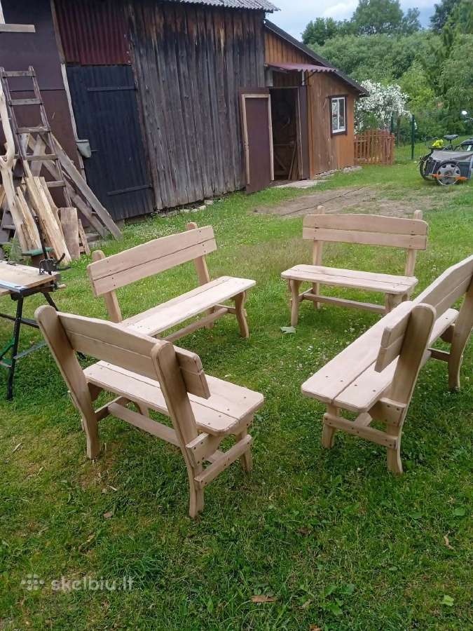 Lauko/pirties baldai.stalas su suolais egle - nuotraukos Nr. 15