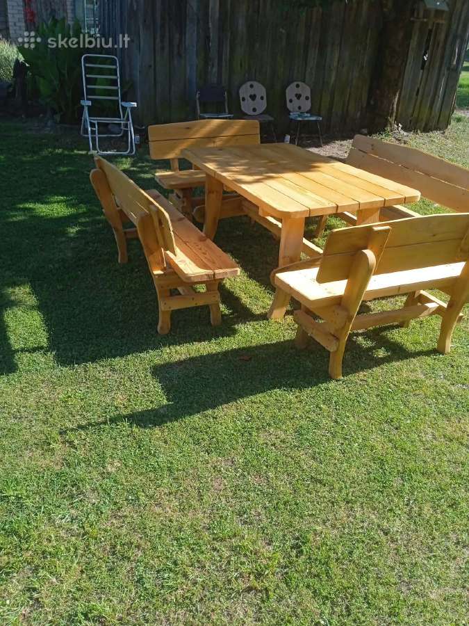 Lauko/pirties baldai.stalas su suolais egle - nuotraukos Nr. 16