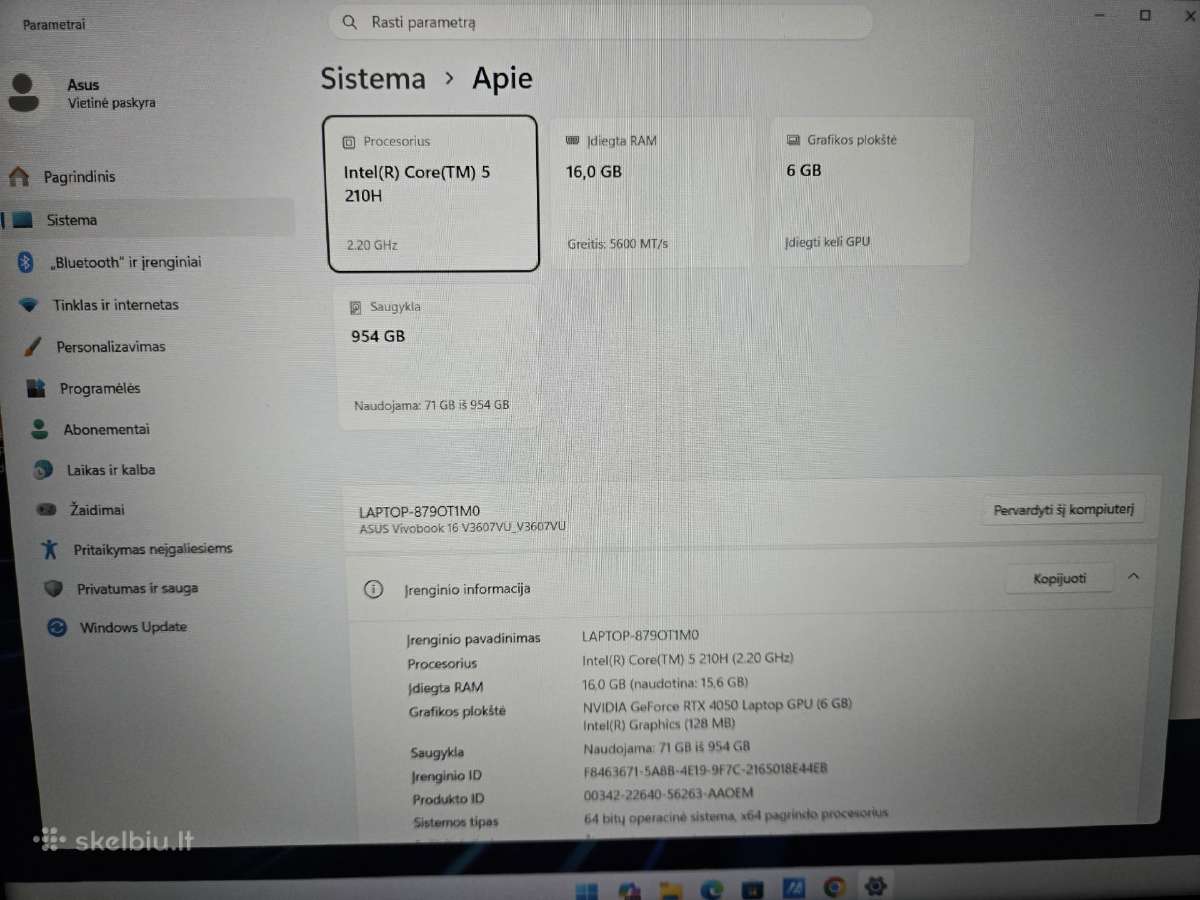 Asus Vivobook 16 – Rtx 4050 / 16 GB / 1 TB / 144hz - nuotraukos Nr. 4