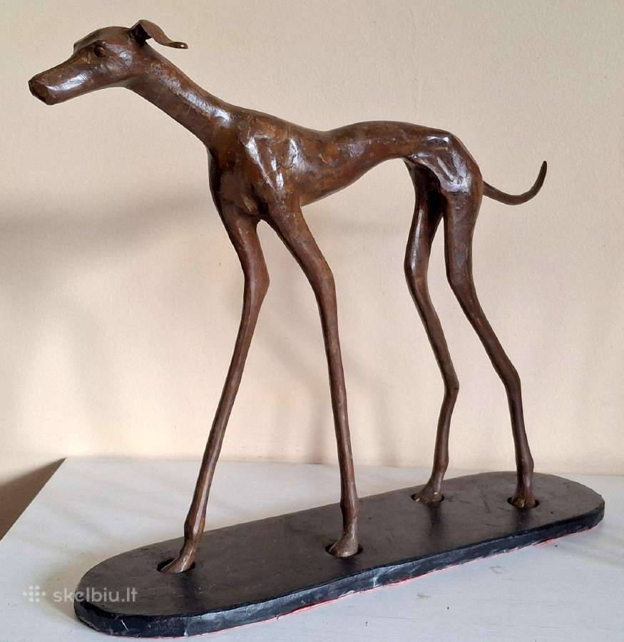 Bronzinės figūros 2vnt. Šuns kurto -28cm - nuotraukos Nr. 3
