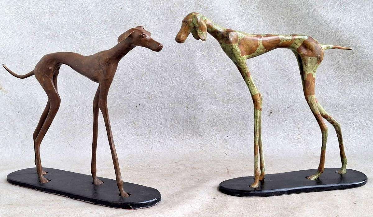 Bronzinės figūros 2vnt. Šuns kurto -28cm - nuotraukos Nr. 11