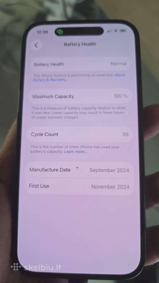 Idealios būkles iPhone 15 Black 128gb - nuotraukos Nr. 3