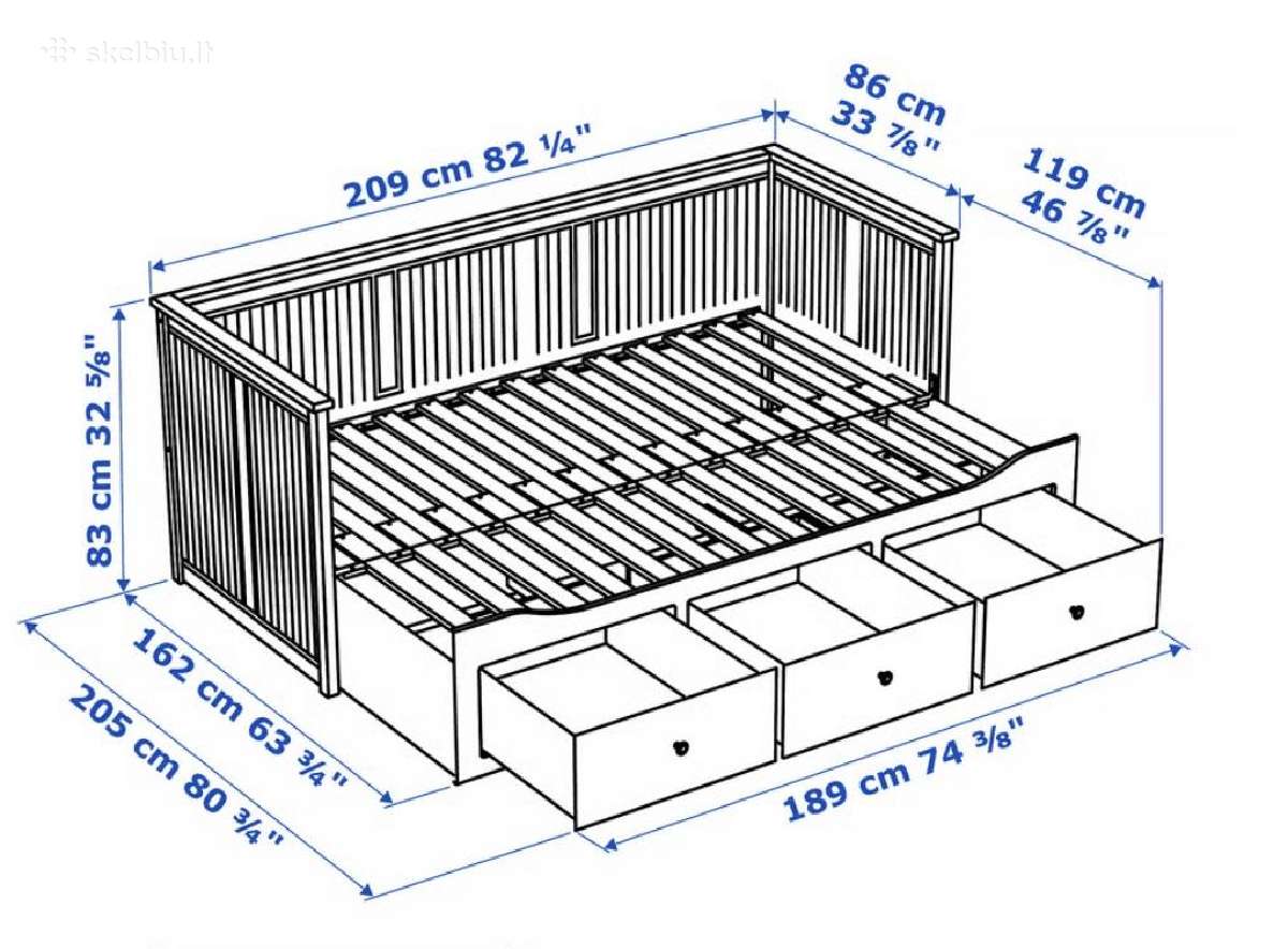Ikea Hemnes lova su stalčiais + čiužinys - nuotraukos Nr. 4