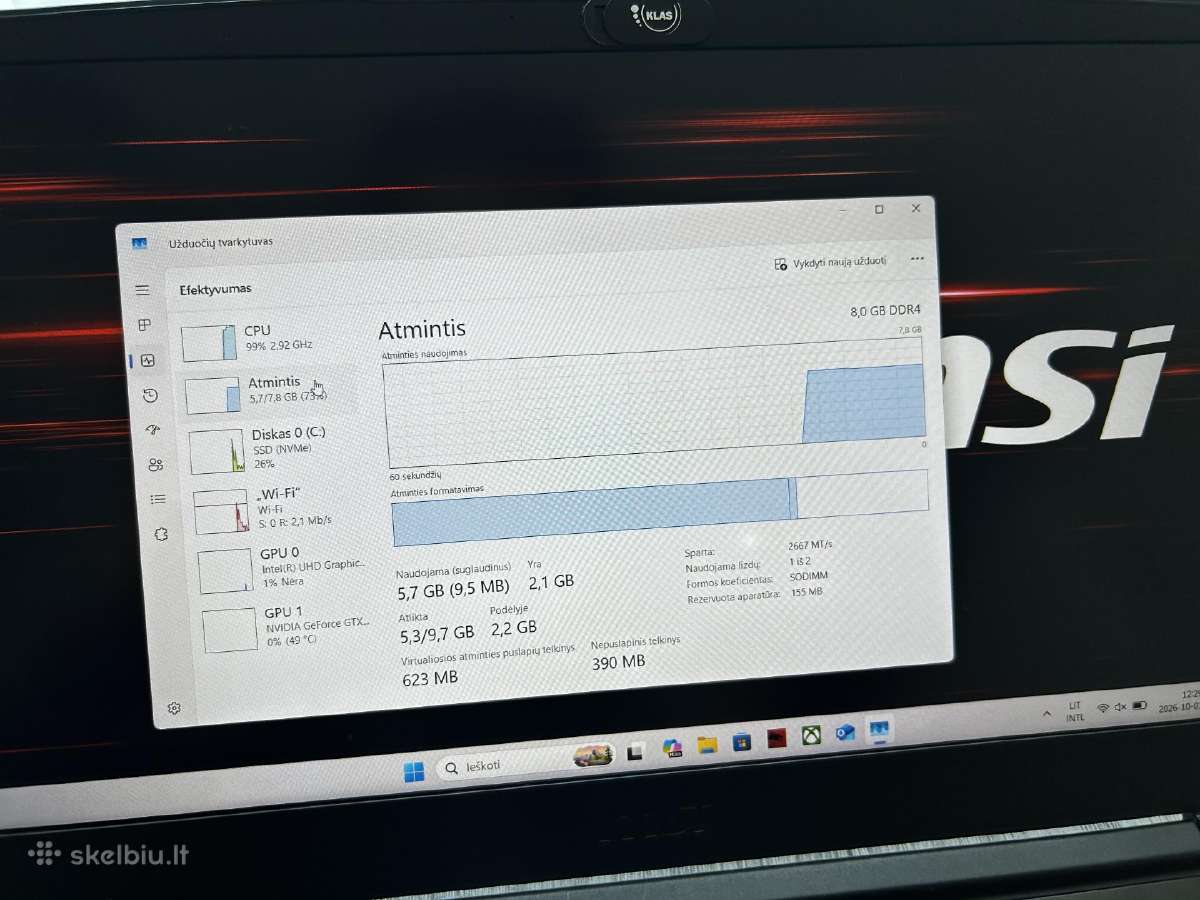 Msi Gf65 thin Gtx - nuotraukos Nr. 4
