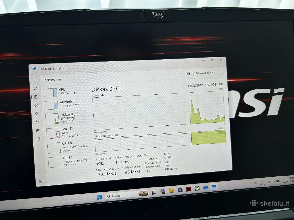 Msi Gf65 thin Gtx - nuotraukos Nr. 5