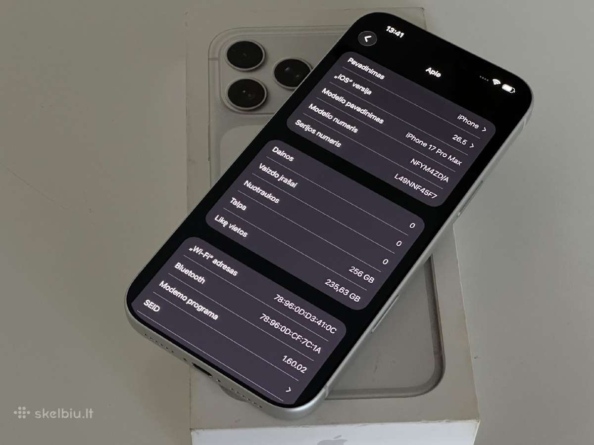 Parduodu iPhone 17 Pro Max Silver 256gb - nuotraukos Nr. 3