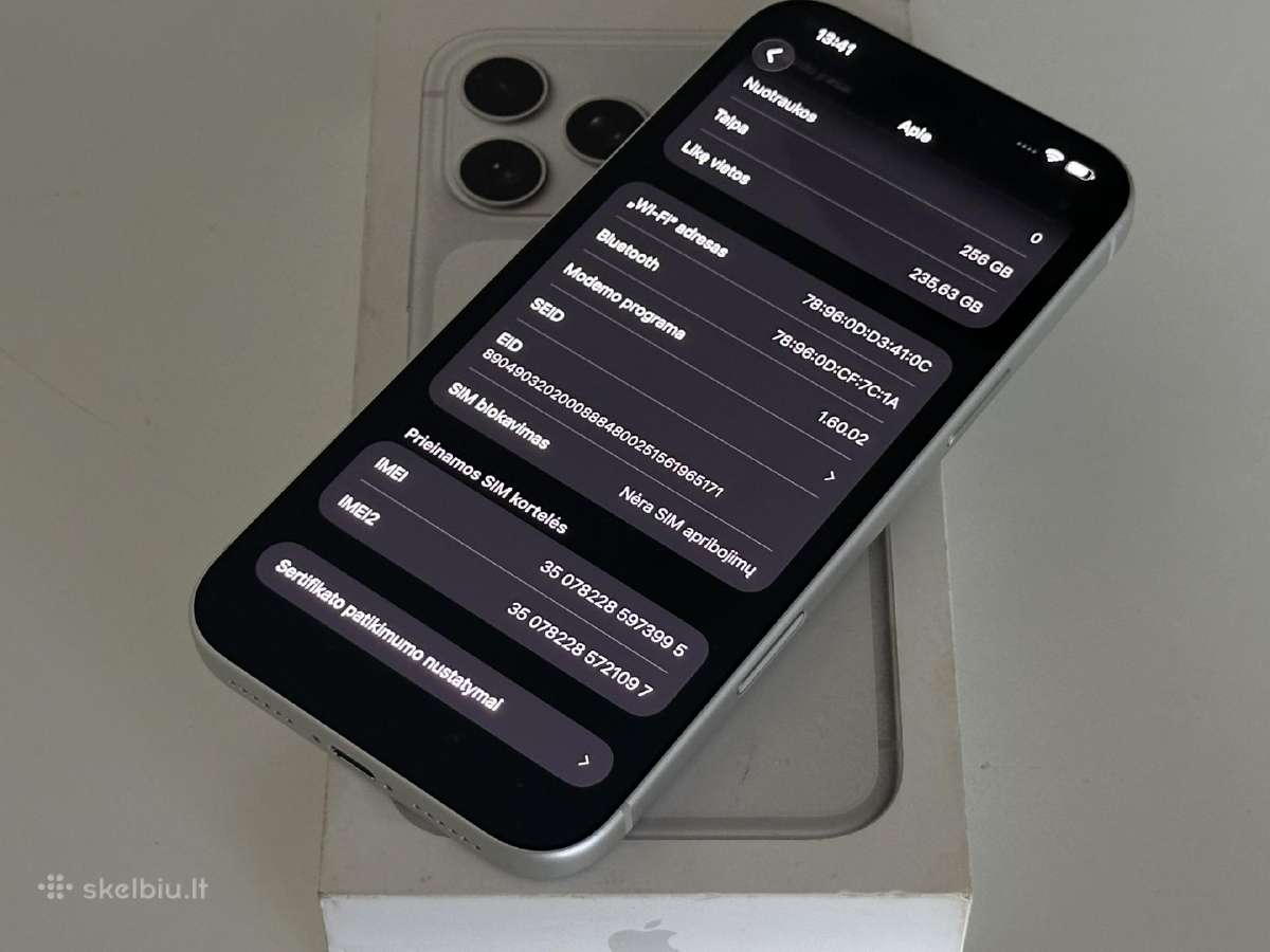 Parduodu iPhone 17 Pro Max Silver 256gb - nuotraukos Nr. 4
