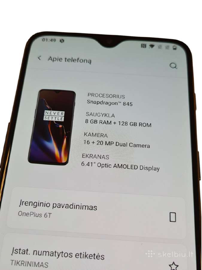 Oneplus 6t 8/128gb + 3 mėn. garantija - nuotraukos Nr. 4