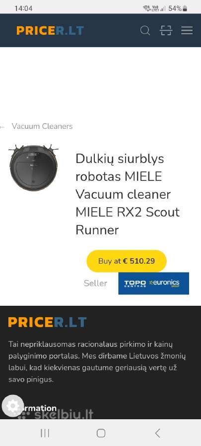 Robotas siurblys Miele Scout Rx2 - nuotraukos Nr. 11