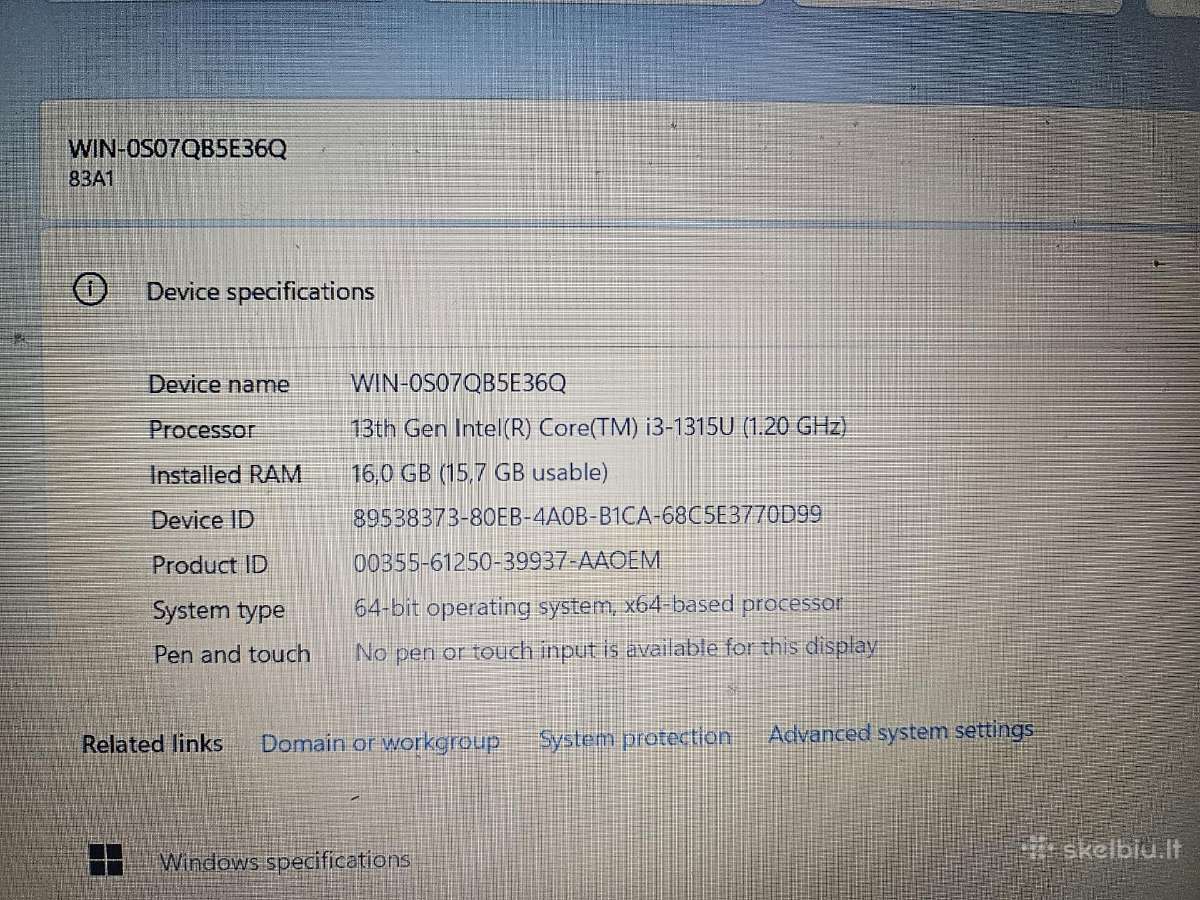 Lenovo V15 G4 Iru (13th Gen i3 / 16gb RAM) - nuotraukos Nr. 5