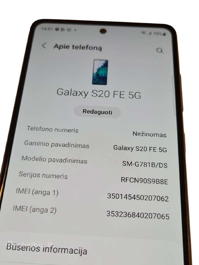 Samsung Galaxy S20 Fe 5G 8/256gb +3mėn. garantija - nuotraukos Nr. 13