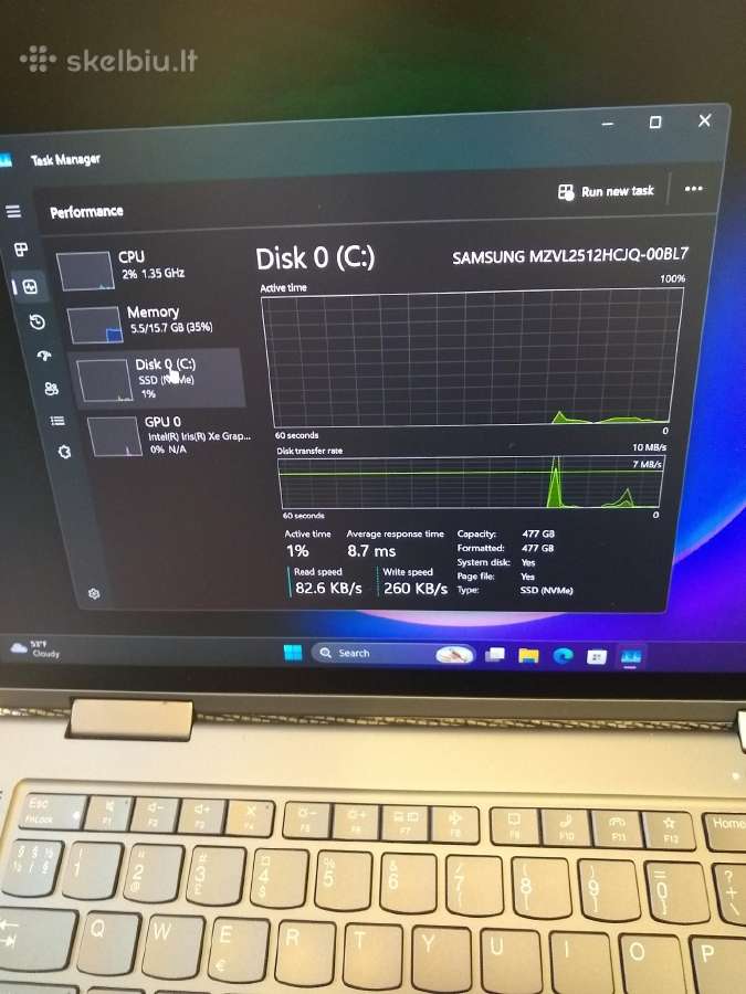 X1 Yoga gen7, i7-1260p/16/500 - nuotraukos Nr. 13