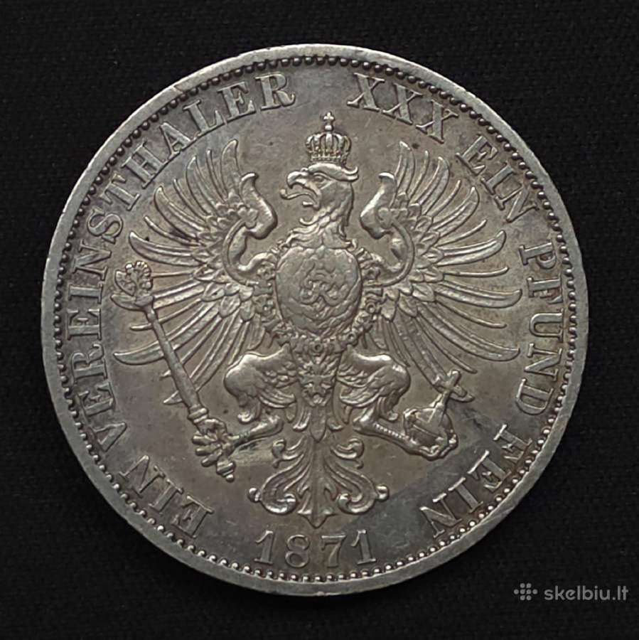Sidabrinė moneta 1 Taleris 1871 A Siegestaler - nuotraukos Nr. 6