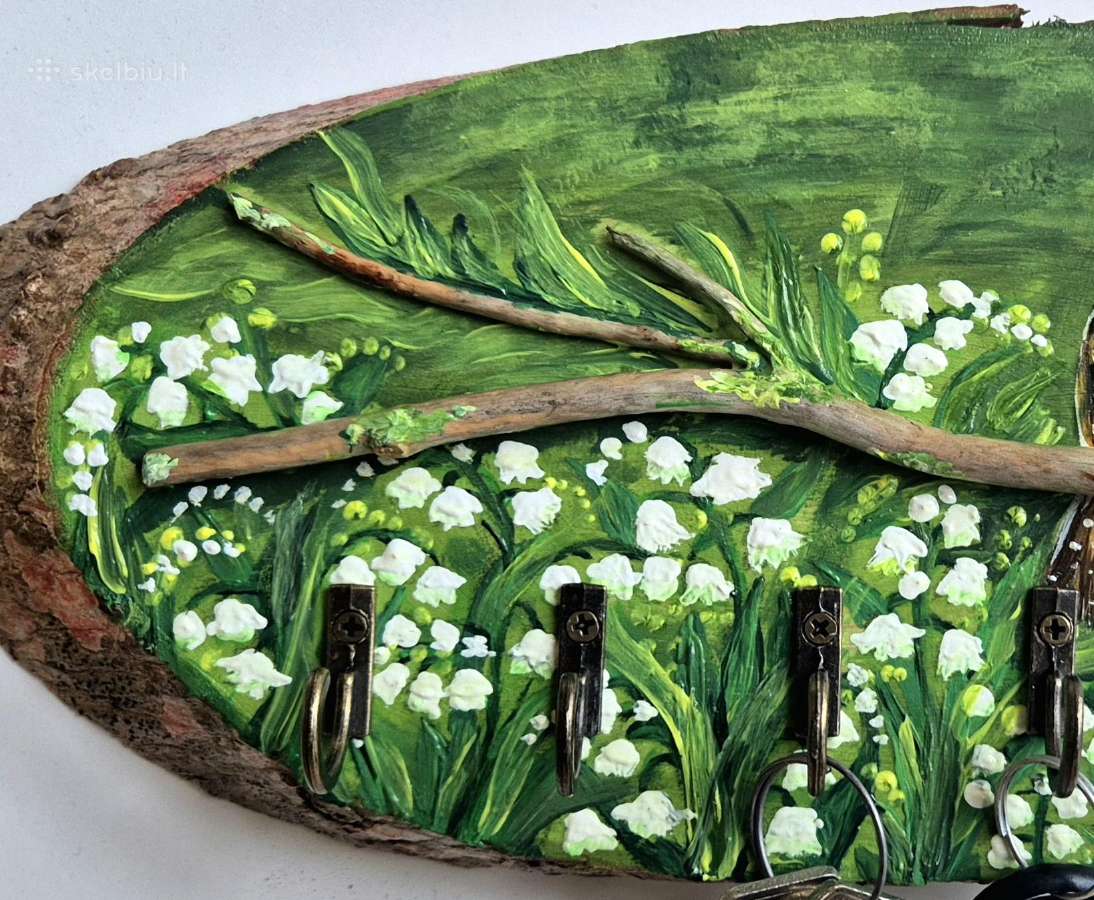 Raktų kabykla iš natūralios medienos su pelėda - nuotraukos Nr. 4
