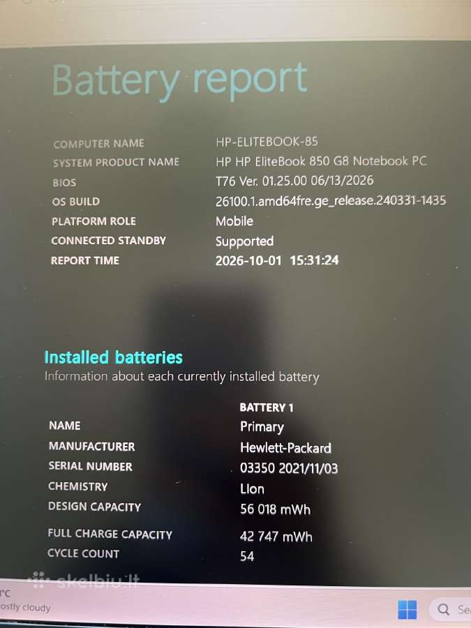 Hp Elitebook 850 G8 i5-1145g7 16gb 512gb SSD - nuotraukos Nr. 4