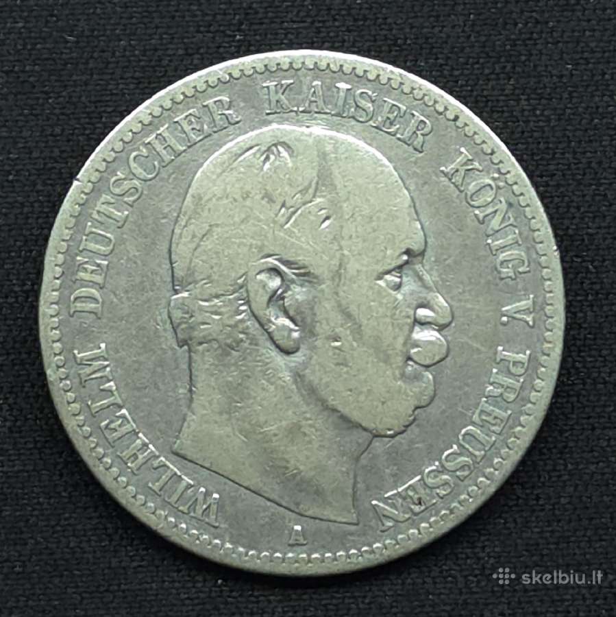 Sidabrinė moneta 2 Markės 1876 A Prūsija Wilhelm - nuotraukos Nr. 4