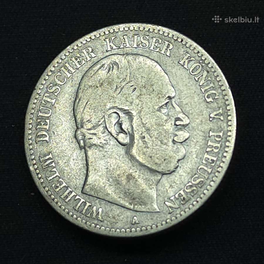 Sidabrinė moneta 2 Markės 1876 A Prūsija Wilhelm - nuotraukos Nr. 6