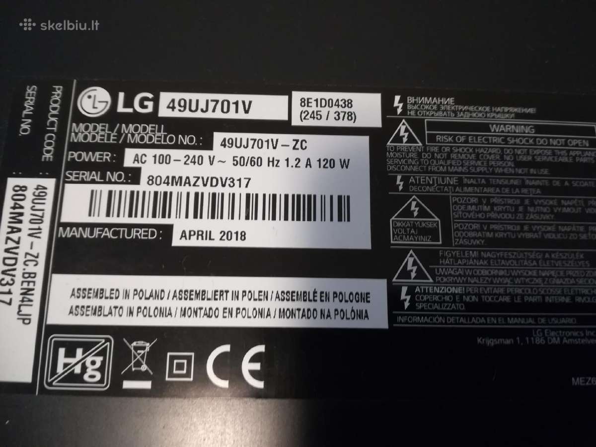 49colių 124cm LG Ultra HD 4k Smart televizorius - nuotraukos Nr. 8