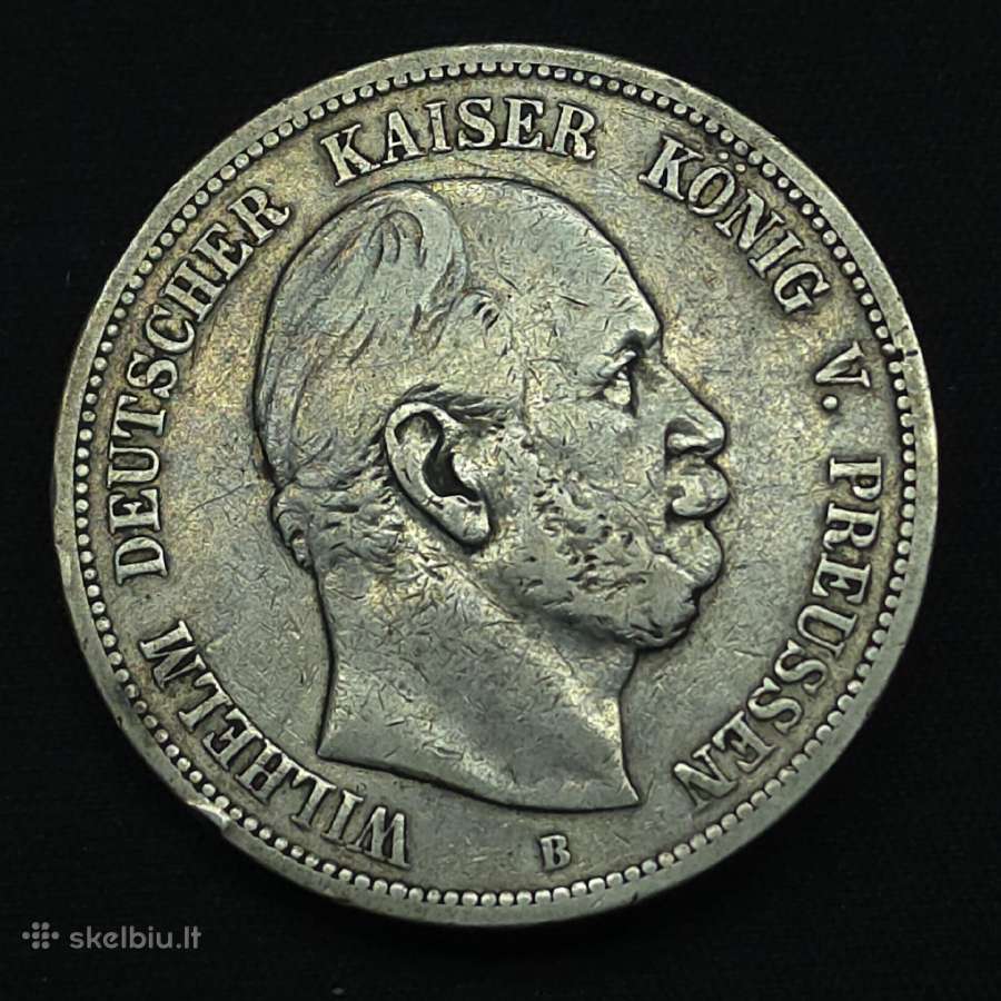 Sidabrinė moneta 5 Markės 1876 B Prūsija Wilhelm - nuotraukos Nr. 6