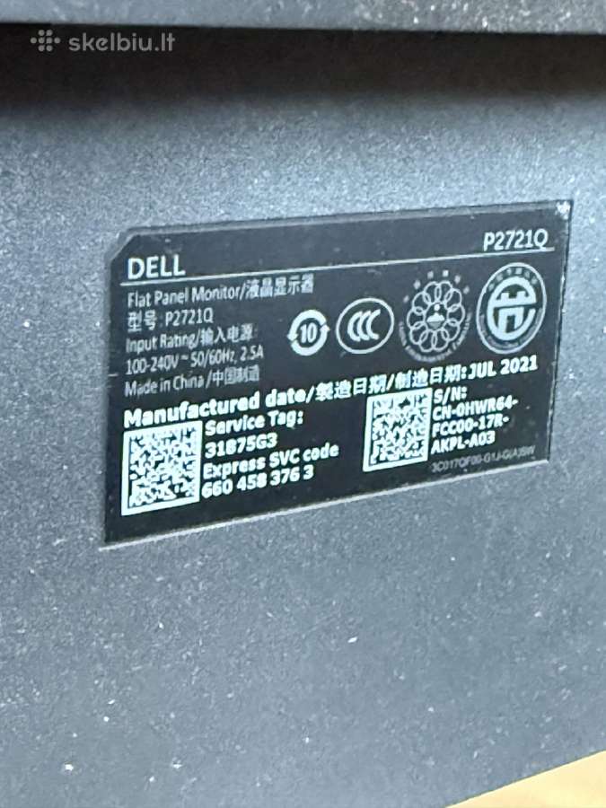 Dell P2721q 27" 4k Ips monitorius, Usb-c 65w - nuotraukos Nr. 4