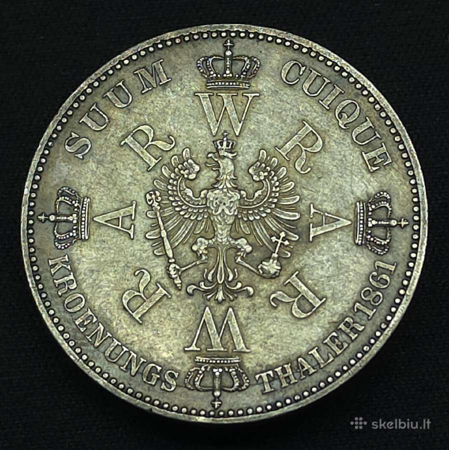 Sidabrinė moneta 1 Taleris 1861 A Prūsija - nuotraukos Nr. 2