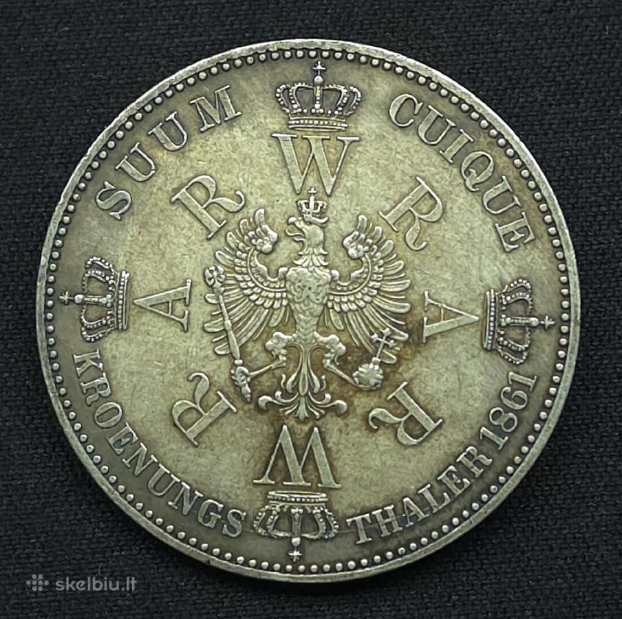 Sidabrinė moneta 1 Taleris 1861 A Prūsija - nuotraukos Nr. 5