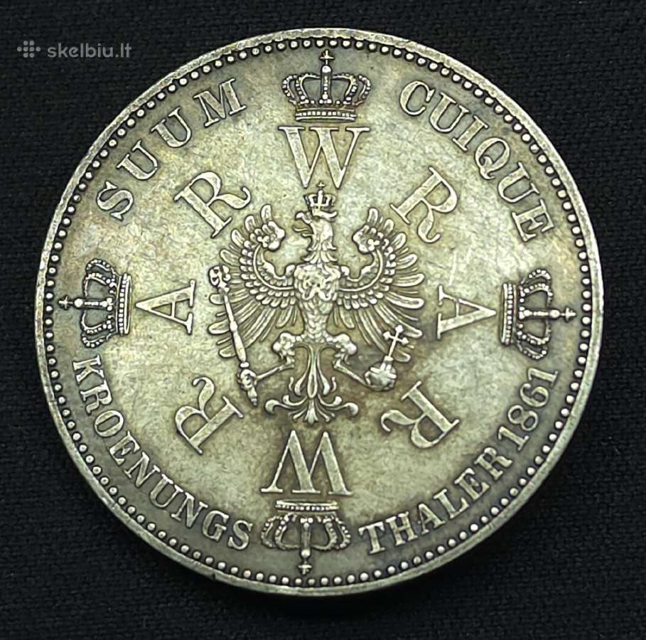 Sidabrinė moneta 1 Taleris 1861 A Prūsija - nuotraukos Nr. 7