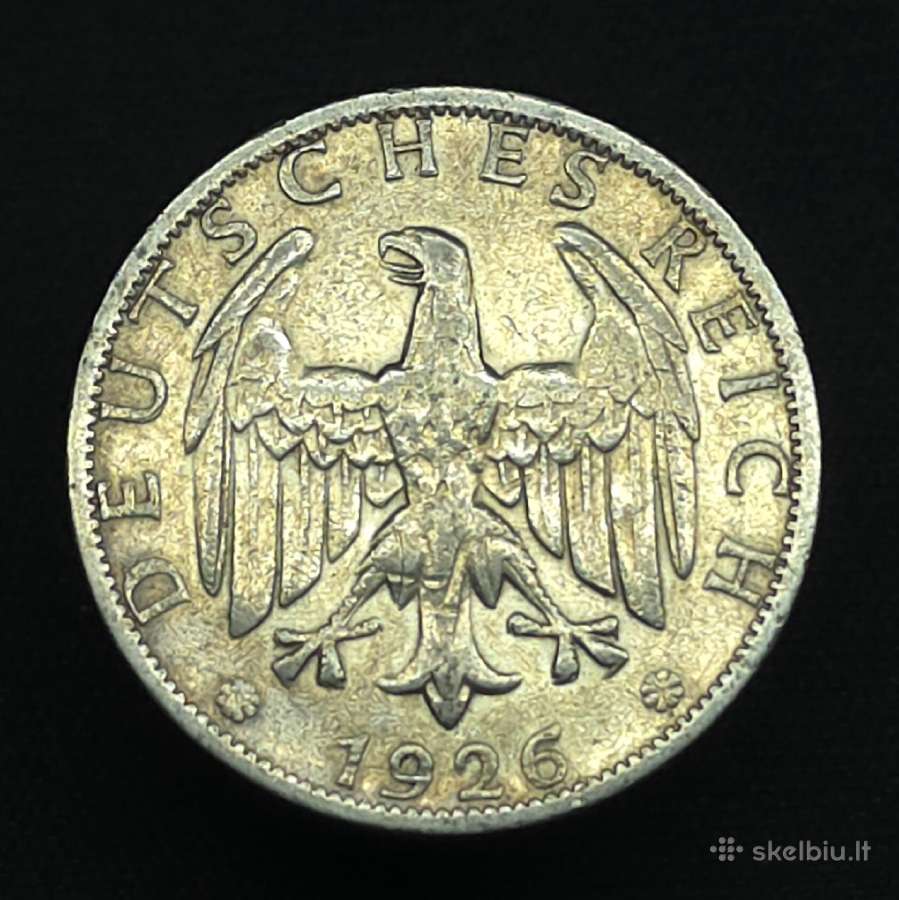 Sidabrinė moneta 2 Reichsmarkės 1926 A Veimaras - nuotraukos Nr. 2