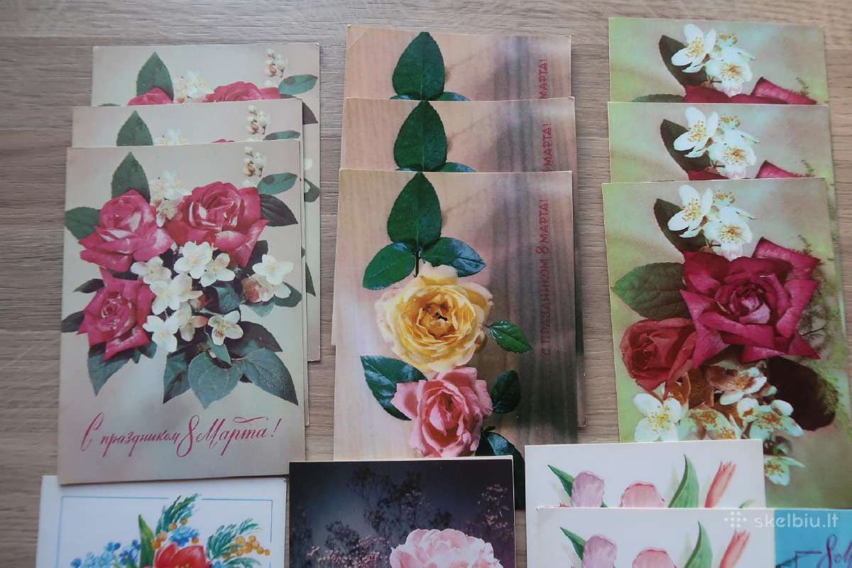 Vintage postcards, tarybiniai atvirukai su kovo 8d - nuotraukos Nr. 2