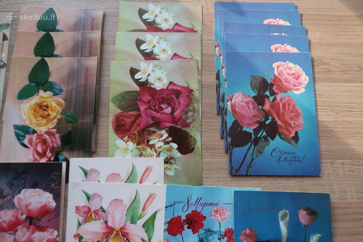 Vintage postcards, tarybiniai atvirukai su kovo 8d - nuotraukos Nr. 3