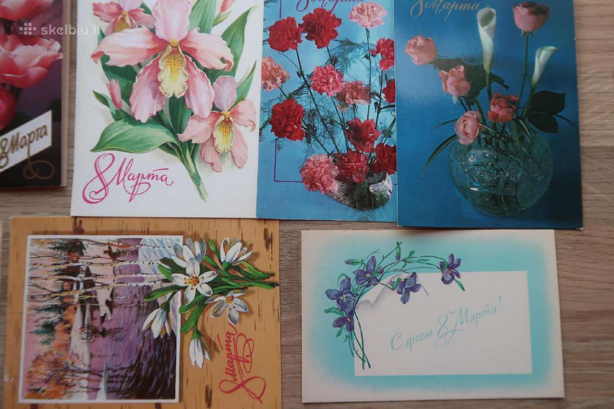 Vintage postcards, tarybiniai atvirukai su kovo 8d - nuotraukos Nr. 4