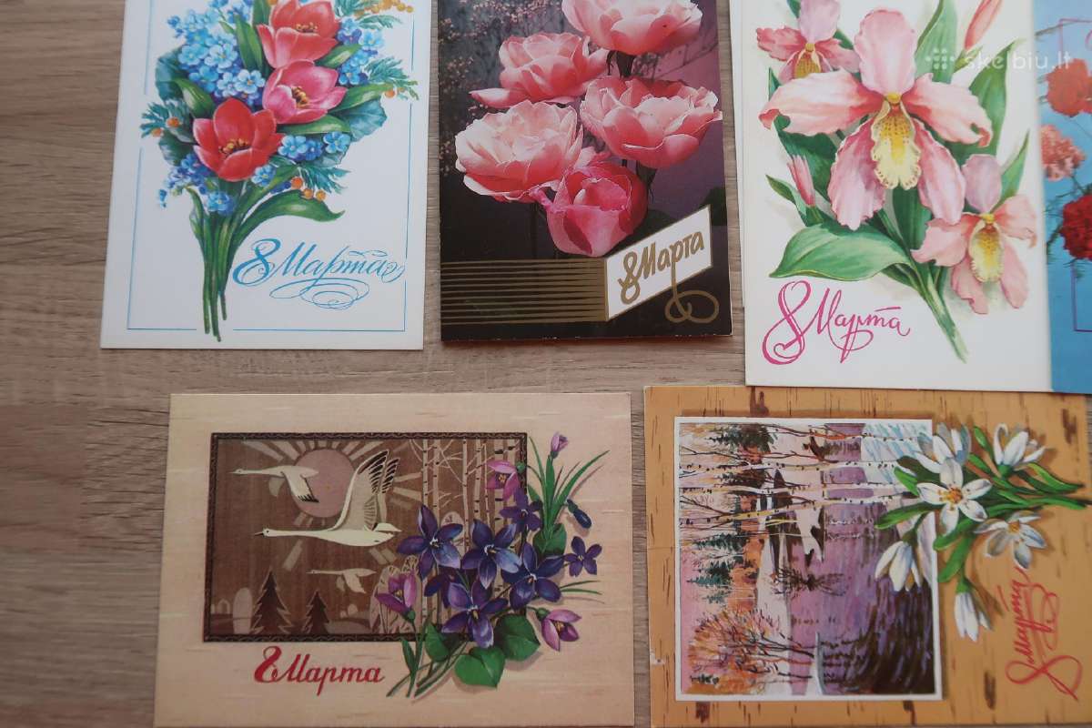 Vintage postcards, tarybiniai atvirukai su kovo 8d - nuotraukos Nr. 5