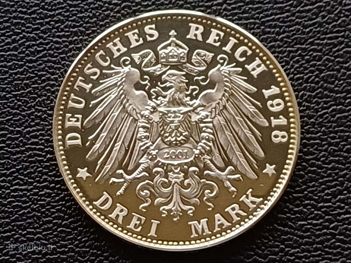 3 markes 2001m. Vokietija sidabras 900 - nuotraukos Nr. 2