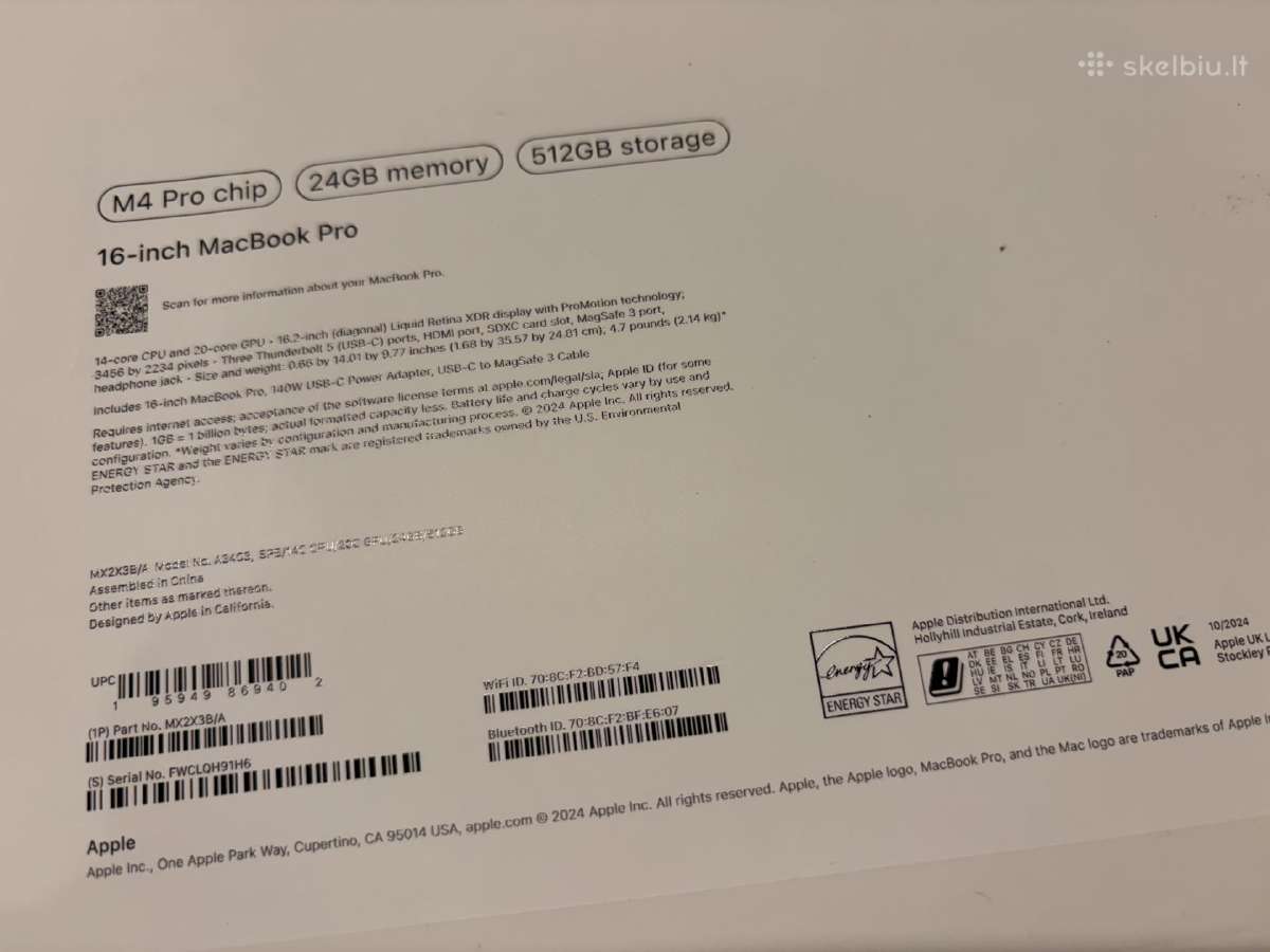 MacBook Pro 16 M4 Pro 24/48gb ! - nuotraukos Nr. 11