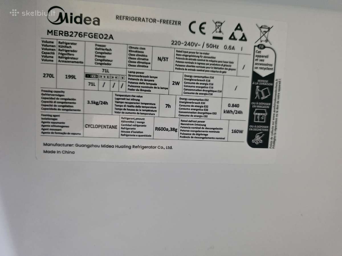 Midea šaldytuvas su šaldikliu 270l - nuotraukos Nr. 9