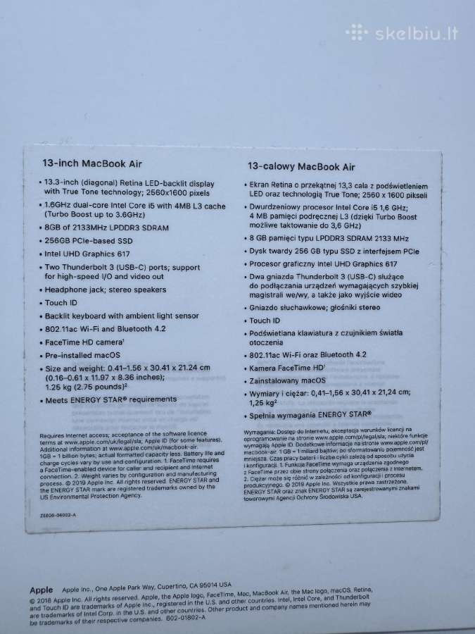 MacBook air 2019 - nuotraukos Nr. 4