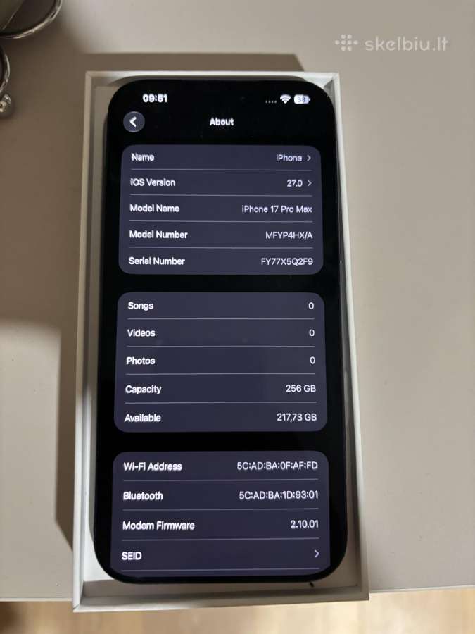 iPhone 17 Pro Max 256gb – Deep Blue 95% Battery - nuotraukos Nr. 3
