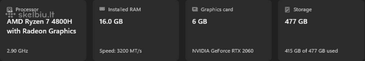 Lenovo Legion 5 Rtx 2060 Ryzen 7 120hz - nuotraukos Nr. 8