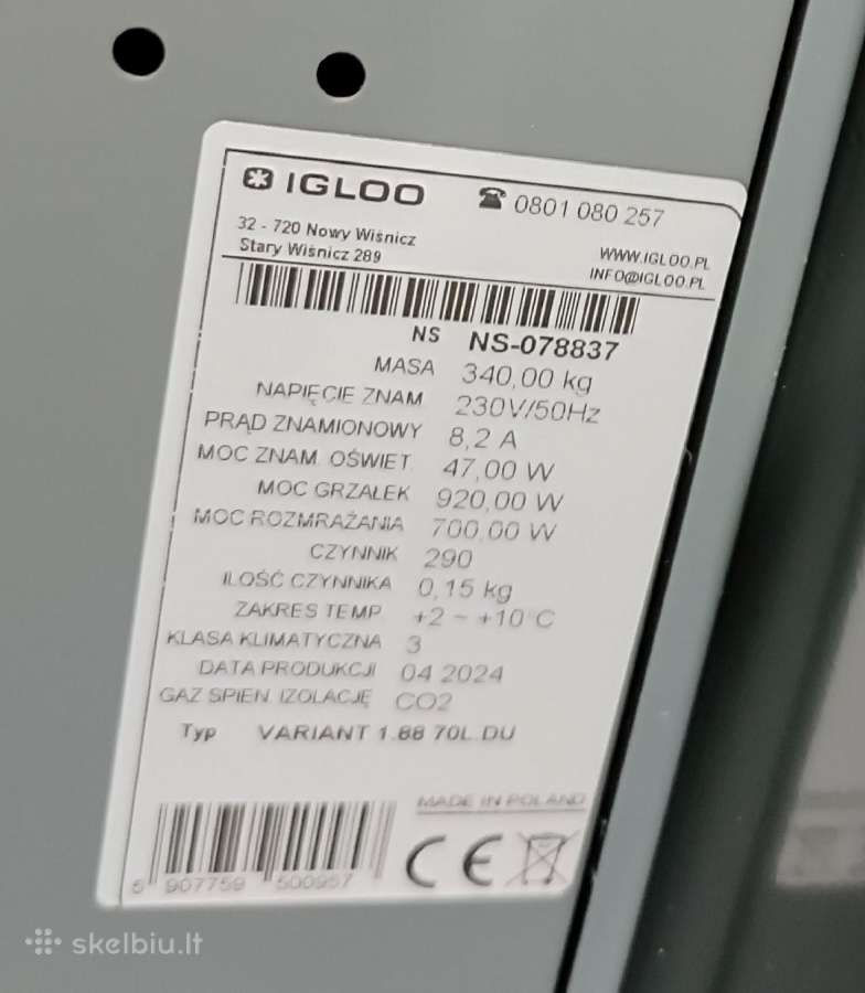 Šaldymo vitrina - Igloo Variant 1.88 70l Du - nuotraukos Nr. 2