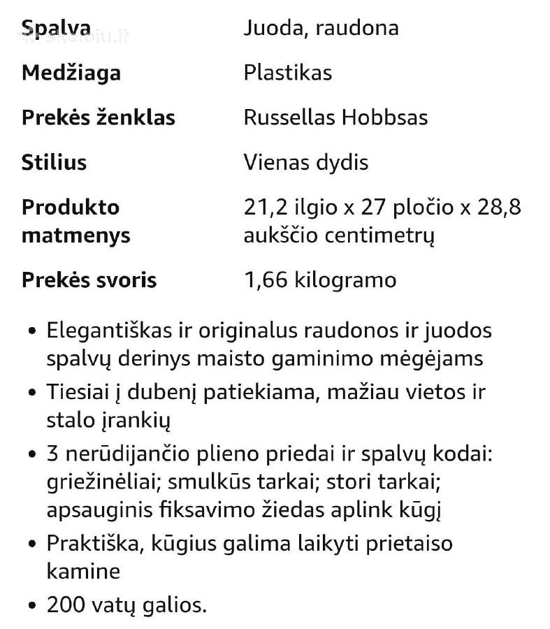 Russel Hobbs daržovių pjaustyklė, elektrinė tarka - nuotraukos Nr. 5